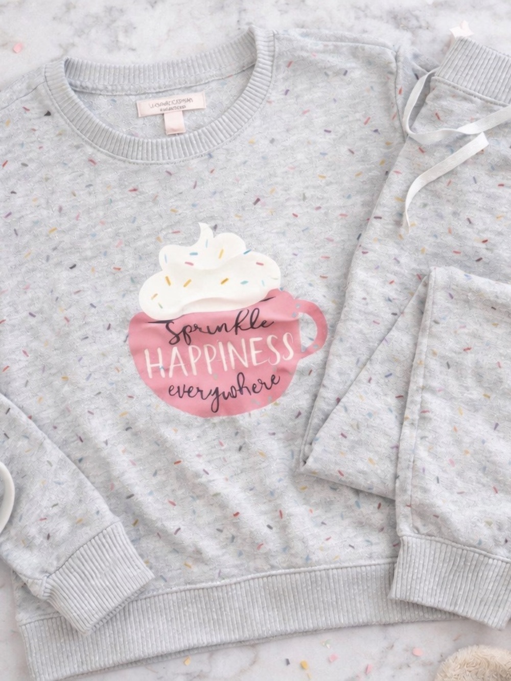 LC Lauren Conrad Sprinkle Happiness Pajama Lounge Set Size L